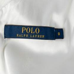 Pre Owned Polo Ralph Lauren White Textured Cotton Sleeveless Pleated Dress M