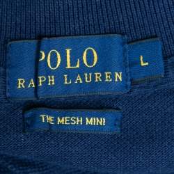 Pre Owned Polo Ralph Lauren Navy Blue Cotton Mesh Mini Polo Dress L