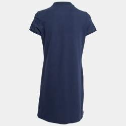 Pre Owned Polo Ralph Lauren Navy Blue Cotton Mesh Mini Polo Dress L
