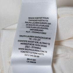 Pre Owned فستان ماكسي بولو رالف لورين ساتان ابيض أزرار أمامية بحزام مقاس صغير (سمول)