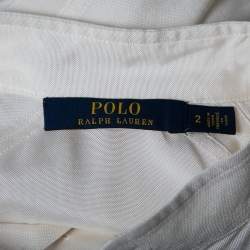 Pre Owned فستان ماكسي بولو رالف لورين ساتان ابيض أزرار أمامية بحزام مقاس صغير (سمول)