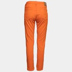 مملوكة مسبقًا Polo Ralph Lauren Orange Denim Tompkins Cropped Skinny Jeans M 