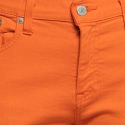 مملوكة مسبقًا Polo Ralph Lauren Orange Denim Tompkins Cropped Skinny Jeans M 