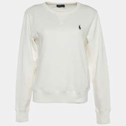 Pre Owned Polo Ralph Lauren Off White Cotton Long Sleeve Sweatshirt M