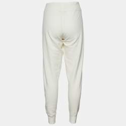 Pre Owned Polo Ralph Lauren Off White Cotton Knit Jogger Pants M
