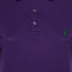 Pre Owned Polo Ralph Lauren Purple Cotton Pique Slim Fit Polo T-Shirt M