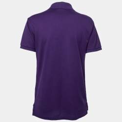 Pre Owned Polo Ralph Lauren Purple Cotton Pique Slim Fit Polo T-Shirt M