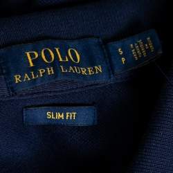 Pre Owned Polo Ralph Lauren Navy Blue Cotton Pique Slim Fit Polo T-Shirt S