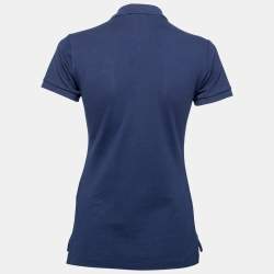 Pre Owned Polo Ralph Lauren Navy Blue Cotton Pique Slim Fit Polo T-Shirt S