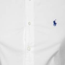 Pre Owned Polo Ralph Lauren White Cotton Slim Fit Button Front Shirt S