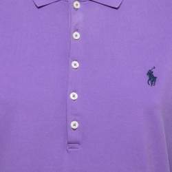 Pre Owned Polo Ralph Lauren Purple Cotton Pique Polo T-Shirt L   