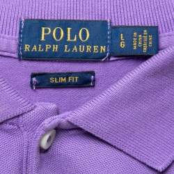 Pre Owned Polo Ralph Lauren Purple Cotton Pique Polo T-Shirt L   