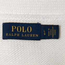 مملوكة مسبقًا Polo Ralph Lauren White Knit Button Front Cardigan L