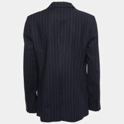 Pre Owned Polo Ralph Lauren Black Striped Wool Single-Breasted Blazer L