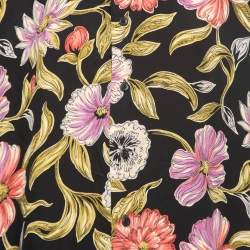 Pre Owned Polo Ralph Lauren Black Floral Printed Rayon Short Sleeve Shirt L