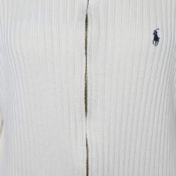 مملوكة مسبقًا Polo Ralph Lauren Light Beige Cotton Knit Zip Front Sweater XL