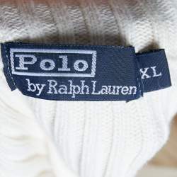 مملوكة مسبقًا Polo Ralph Lauren Light Beige Cotton Knit Zip Front Sweater XL