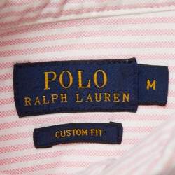Pre Owned Polo Ralph Lauren Pink Striped Cotton Custom Fit Shirt M