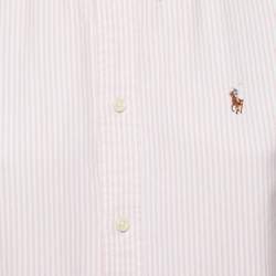Pre Owned Polo Ralph Lauren Pink Striped Cotton Custom Fit Shirt M