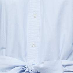 Pre Owned Polo Ralph Lauren Light Blue Cotton Belted Shirt Dress S