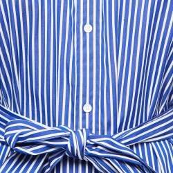 Pre Owned Polo Ralph Lauren Blue Striped Cotton Belted Shirt Dress S