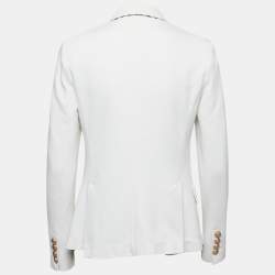 Pre Owned Polo Ralph Lauren White Cotton Double-Breasted Blazer M