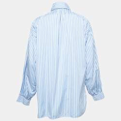 Pre Owned Polo Ralph Lauren Blue Striped Cotton Oversized Shirt M