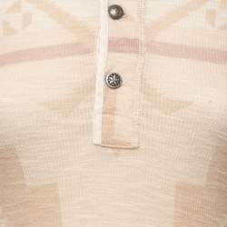 Pre Owned Polo Ralph Lauren Beige Tribal Patterned Knit Long Sleeve Maxi Dress XS
