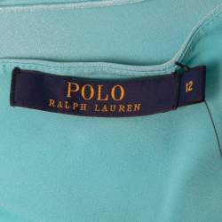 Pre Owned Polo Ralph Lauren Light Blue Chiffon Silk Slip Dress L