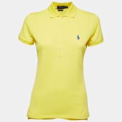 Pre Owned Polo Ralph Lauren Yellow Cotton Slim Fit Polo T-Shirt S
