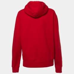 مملوكة مسبقًا Polo Ralph Lauren Red Cotton Knit Zip Up Hooded Jacket M