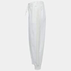 Pre Owned Polo Ralph Lauren White Cotton Beaded Side Stripe Jog Pants XL