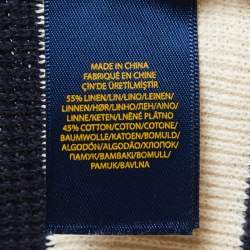 Pre Owned Polo Ralph Lauren Cream/Navy Blue Striped Knit Crew Neck Jumper M