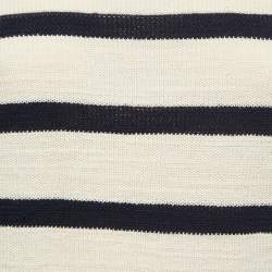 Pre Owned Polo Ralph Lauren Cream/Navy Blue Striped Knit Crew Neck Jumper M