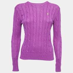 Polo Ralph Lauren Purple Cable Knit Crew Neck Sweater S Polo Ralph Lauren
