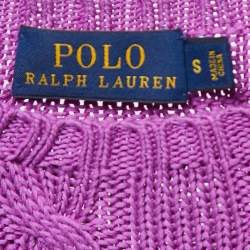 Pre Owned Polo Ralph Lauren Purple Cable Knit Crew Neck Sweater S