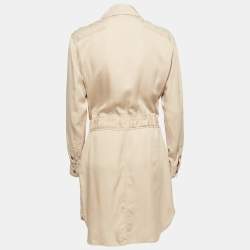 Pre Owned Polo Ralph Lauren Beige Lyocell Zip Front Shirt Dress S