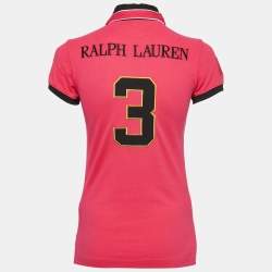 Pre Owned Polo Ralph Lauren Pink Embroidered Cotton Pique Polo T-Shirt XS