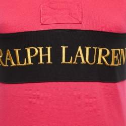 Pre Owned Polo Ralph Lauren Pink Embroidered Cotton Pique Polo T-Shirt XS