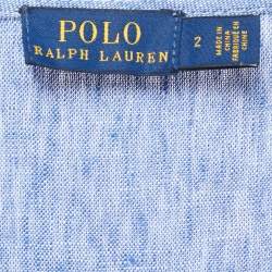 Pre Owned Polo Ralph Lauren Blue Linen Wrap Dress S