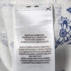 Pre Owned Polo Ralph Lauren White Floral Printed Linen Ruffled Midi Dress M
