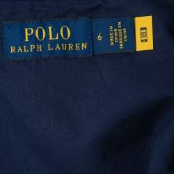 Pre Owned Polo Ralph Lauren Blue Cotton Sleeveless Ruffled Maxi Dress M