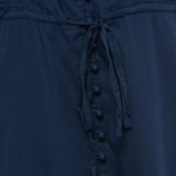 Pre Owned Polo Ralph Lauren Blue Cotton Sleeveless Ruffled Maxi Dress M
