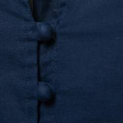 Pre Owned Polo Ralph Lauren Blue Cotton Sleeveless Ruffled Maxi Dress M