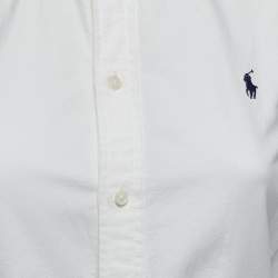 Pre Owned Polo Ralph Lauren White Denim Belted Shirt Dress XS