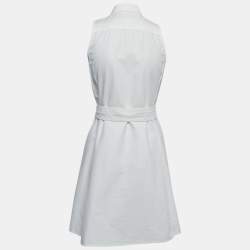 Pre Owned Polo Ralph Lauren White Denim Belted Shirt Dress XS