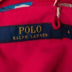 Pre Owned Polo Ralph Lauren Pink Floral Silk Spaghetti Strap Midi Dress S