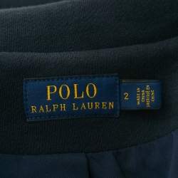 مملوكة مسبقًا Polo Ralph Lauren Navy Blue Crest Embroidered Cotton Blend Single Breasted Blazer S