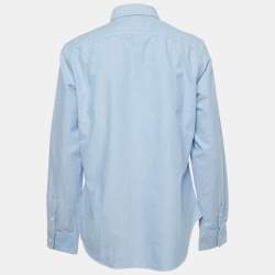 Pre Owned Polo Ralph Lauren Blue Logo Embroidered Cotton Button Front Shirt L