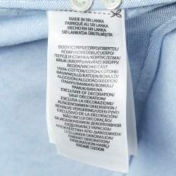 Pre Owned Polo Ralph Lauren Blue Logo Embroidered Cotton Button Front Shirt L